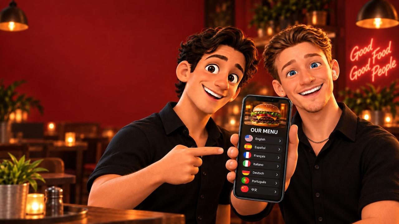 The Menu Guys with a phone showing the menu